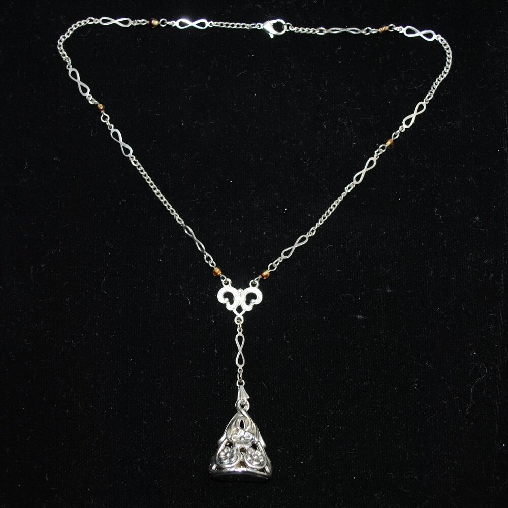 Unique Vintage Handmade Necklace with Floral Art Nouveau Fob Pendant Monogrammed